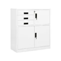 vidaxl armoire de bureau blanc 90x40x102 cm acier