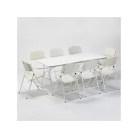 table rectangulaire 200x90 + 8 chaises pliantes de camping et jardin davos ahd amazing home design