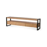 bogota - meuble tv - bois et noir - 200 cm - lisa design - noir et bois
