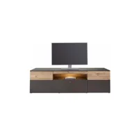 meuble tv 210 cm 2 portes 1 tiroir décor chêne et gris - marbella 67187261