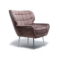 fauteuil en tissu velours marron - marta - l 80 x l 68 x h 80 cm