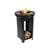 barbecue brasero cuisson grill teppanyaki 3en1 bois ou charbon ø 61 x h90 cm chauffage extérieur bbq collection