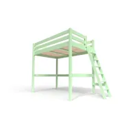 lit mezzanine bois avec échelle sylvia 120x200 vert pastel sylvia120ech-vp