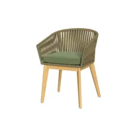 chaise de jardin olive en tissu vert et bois