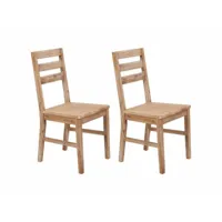 lot de deux chaises de salle à manger bois d'acacia massif helloshop26 1902223par2
