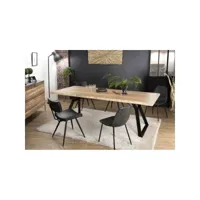 madison - table à manger rectangulaire 230x100cm bois chêne pieds métal noir