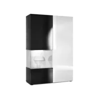 vitrine noir mat, brillant   et blanc laqué  (l-h-p) : 91,5 - 136,5 - 37 cm + led