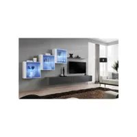 ensemble mural - switch xx - 3 vitrines - 2 bancs tv - 1 étagère - blanc et graphite - modèle 1