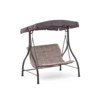 rocking chair acier deux places marron haiti 160x112x h163 cm