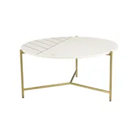table basse ronde design en marbre blanc et laiton d90 cm sillon