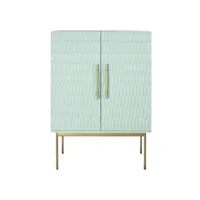 meuble de bar en bois turquoise et métal - longueur 90 x profondeur 48 x hauteur 130 cm