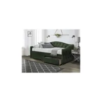 lit capitonné 1 place avec tiroirs de rangement 90 cm x 200 cm - vert 4800
