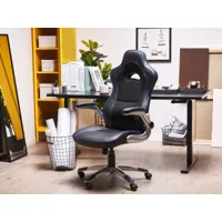 chaise de bureau en cuir pu noir et bleu master 60329