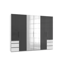 armoire penderie lisea 6 portes 6 tiroirs verre anthracite 300 x 236 cm ht 20100891805