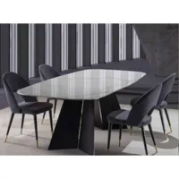 table de repas design en céramique de marbre blanc de carrare et pieds métal noir empereur-longueur 238 cm