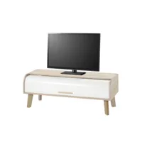meuble tv vintage chêne 1 rideau - coloris rideau: rideau blanc happy220ccb