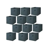 lot de 12 cubes de rangement pliables en polypropylène avec poignée - 30x30x30cm - bleu pétrole