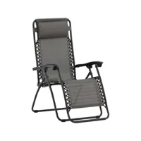 fauteuil relax de jardin pliant en aluminium gris