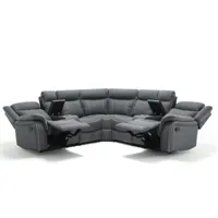 canapé d'angle simili cuir gris foncé + positions relax manuel donovan