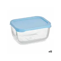 boîte à lunch snow 420 ml bleu transparent verre polyéthylène (12 unités)