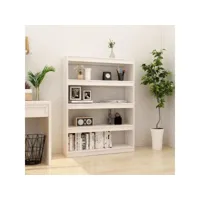bibliothèque/séparateur de pièce blanc 100x30x135,5 cm pin