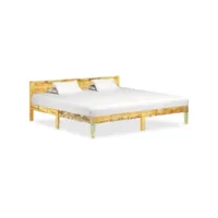 lit adulte  cadre de lit  facile à monter pour adultes, adolescents, enfants bois de récupération massif 200x200 cm ves243525