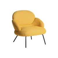 fauteuil en chenille, de couleur moutarde, 83x75x85 cm