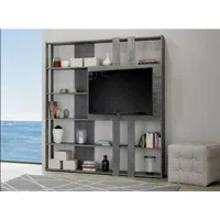 bibliothèque et meuble tv gris ciment bamka 178cm