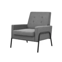 fauteuil chaise siège lounge design club sofa salon acier et tissu gris clair helloshop26 1102131par3