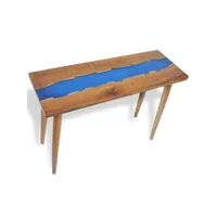 table console,table d'entrée,design industriel teck résine 100 x 35 x 75 cm