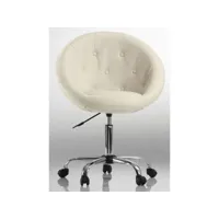 fauteuil siège chaise capitonné lounge pivotant synthétique crème helloshop26 1109012
