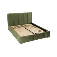 torreon - lit coffre - 140x200 - sommier inclus - en velours - best mobilier - vert