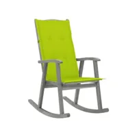 chaise à bascule fauteuil à bascule  fauteuil de relaxation avec coussins gris bois d'acacia massif meuble pro frco95838