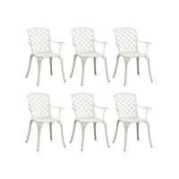 vidaxl chaises de jardin lot de 6 fonte d'aluminium blanc