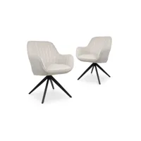 preston - lot de 2 chaises pivotantes en tissu beige pieds en métal noir preston-bei
