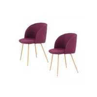 lot de 2 chaises fait main ana violet 56x54 en polyester doux et soyeux