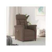 fauteuil inclinable électrique  fauteuil de relaxation massage marron similicuir daim meuble pro frco43933