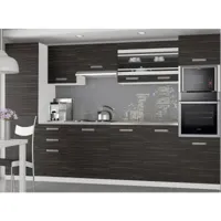 knox - cuisine complète modulaire + linéaire l 300cm 8 pcs - plan de travail inclus - ensemble armoires meubles cuisine - ébène