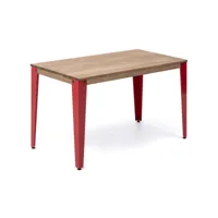 table bureau lunds  140x60x75cm  rouge-effect vintage. box furniture ccvl6014075 rj-ev