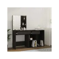 coiffeuse à led avec armoire noir bois d'ingénierie meuble pro frco31784