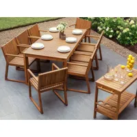 ensemble de jardin en bois avec 8 chaises et table à roulette sassari 142451