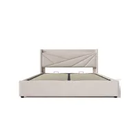 lit coffre lit double lit de rangement avec fonction de chargement usb lit jeune lit 160x200 cm beige avec matelas