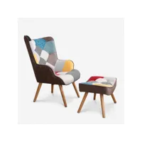 fauteuil patchwork design moderne avec pouf repose-pieds patchy plus ahd amazing home design