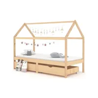 lit cabane enfant avec tiroirs bois de pin massif 90x200 cm