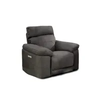 fauteuil relaxation motorisé en tissu suédine gris anthracite - clara 59880170