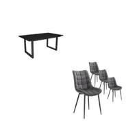 ensemble meubles table manger 170 noir style industriel lot de 4 chaises de salle à manger chaise tapissée