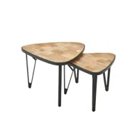 finebuy table basse de salon lot de 2 bois et metal 60x45x60 cm marron noir  petite table de canapé table gigogne  design table d'appoint style industriel