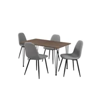 table salle à manger aspect bois + chaise de salle à manger en kit de 4 gris helloshop26 03_0003985
