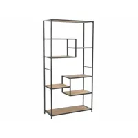 étagère armoire meuble design bibliothèque bois de sapin massif et acier 180 cm helloshop26 2702055par2