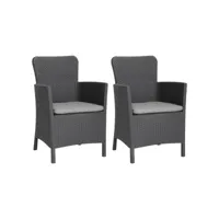 lot de 2 chaises de jardin exterieur - chaises relax design miami graphite meuble pro frco39518